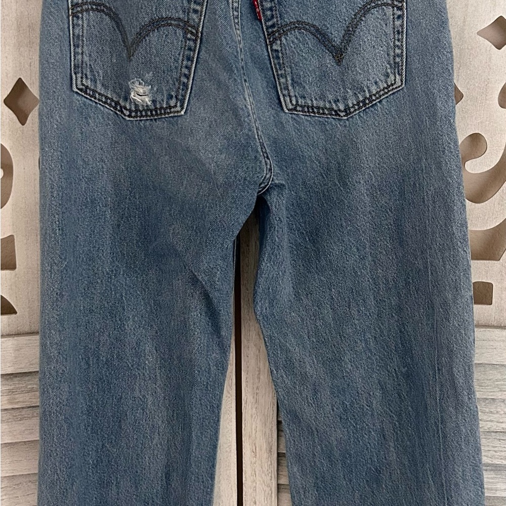 Levi's Jeans Ribcage Straight Ankle Button Fly Size 25/L27 Distressed - Picture 5 of 5